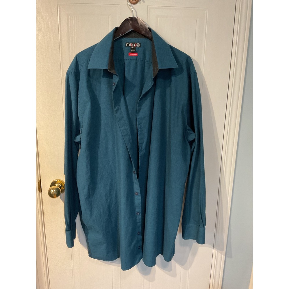 Marco Button Down Shirt Mens 2XLT Teal Excellent Regular Fit Long Sleeve